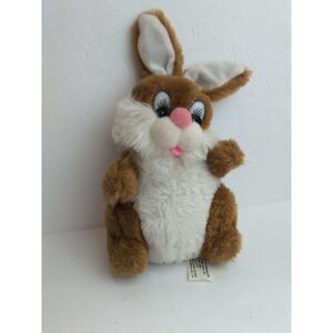 Vintage 1979 Daekor Plush Pot Belly Bunny Rabbit Brown White Stuffed Animal 9”
